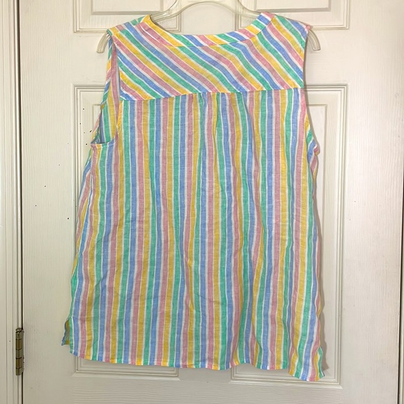 NWT 100% Linen Talbots Pastel Stripes Top Size Large - Picture 6 of 6